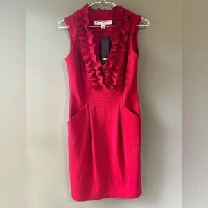 NWT French Laundry by Neto, size 4, body con, mini red dress with ruffles